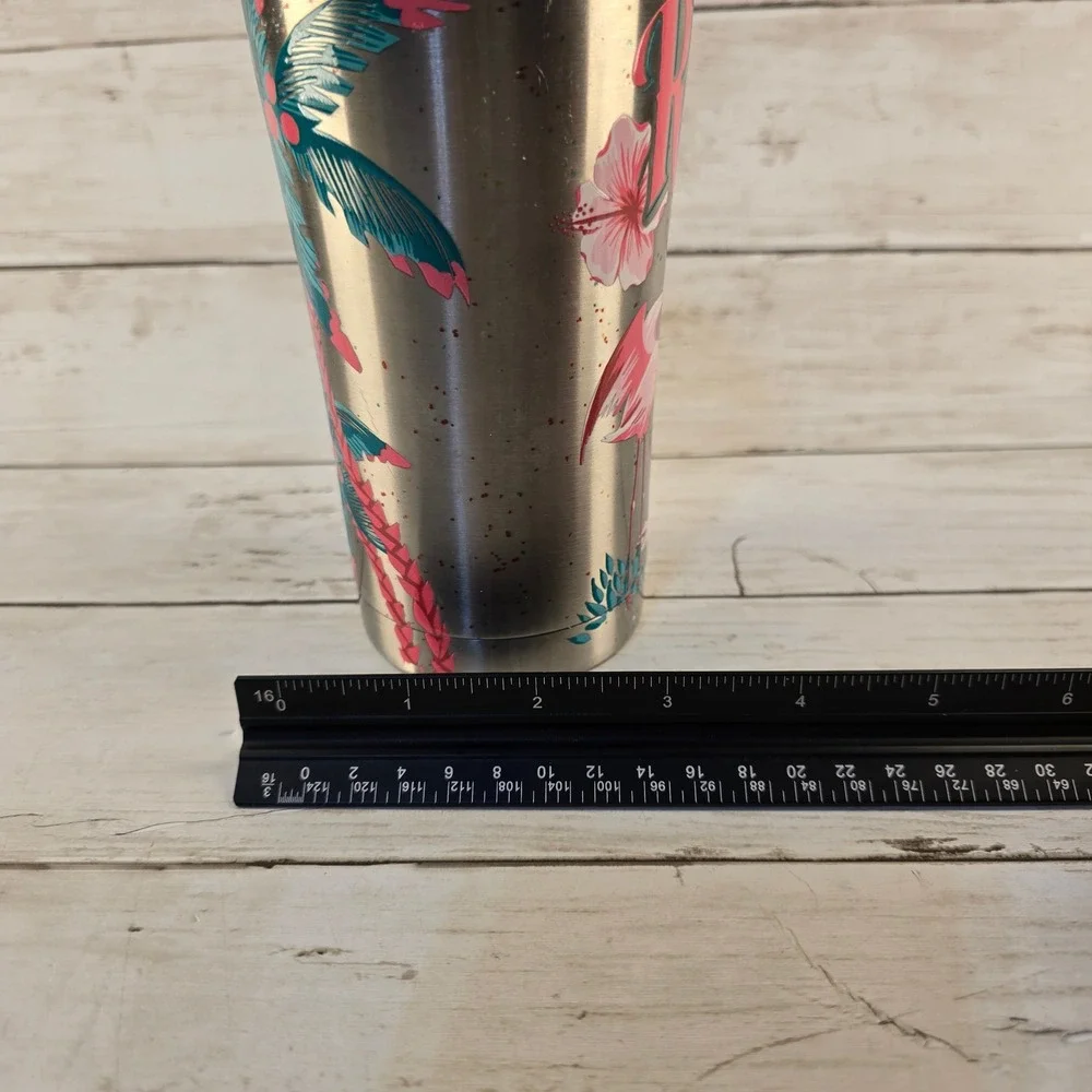 Ron Jon Surf Shop Tervis Tumbler Stainless Steel Flamingo Palm Tree 30oz Travel